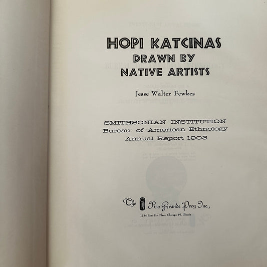 Book Hopi Katcinas Drawn By Native Artists By Fewkes Inside Cover