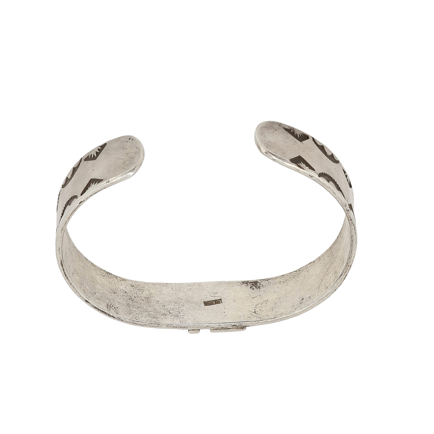 Early Navajo Silver Curio Bracelet With Whirling Log