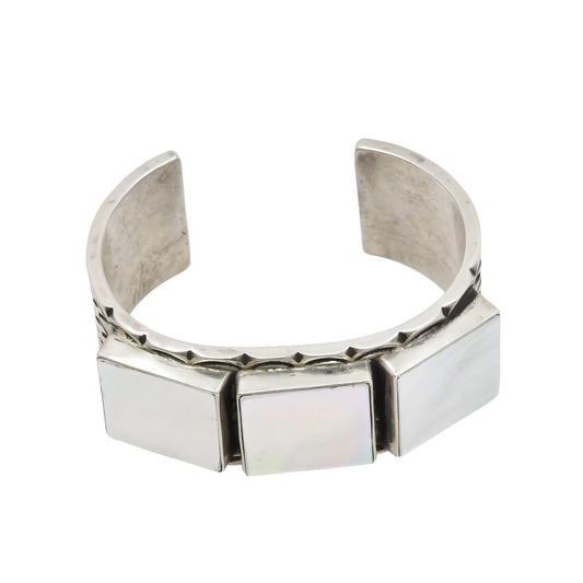 Mike Bird Romero Bracelet of Sterling Silver and Mother of Pearl Iridescent