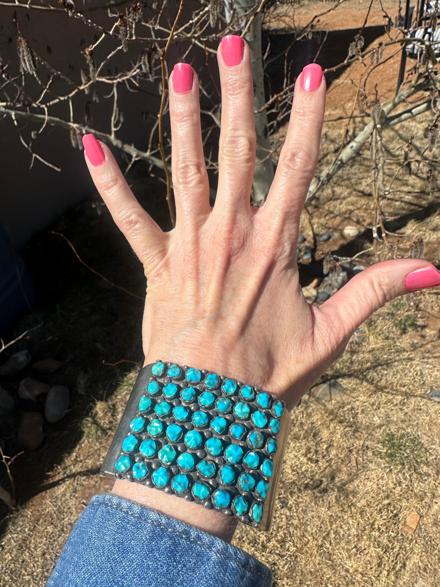 Vintage Mid Century Zuni Turquoise Bracelet