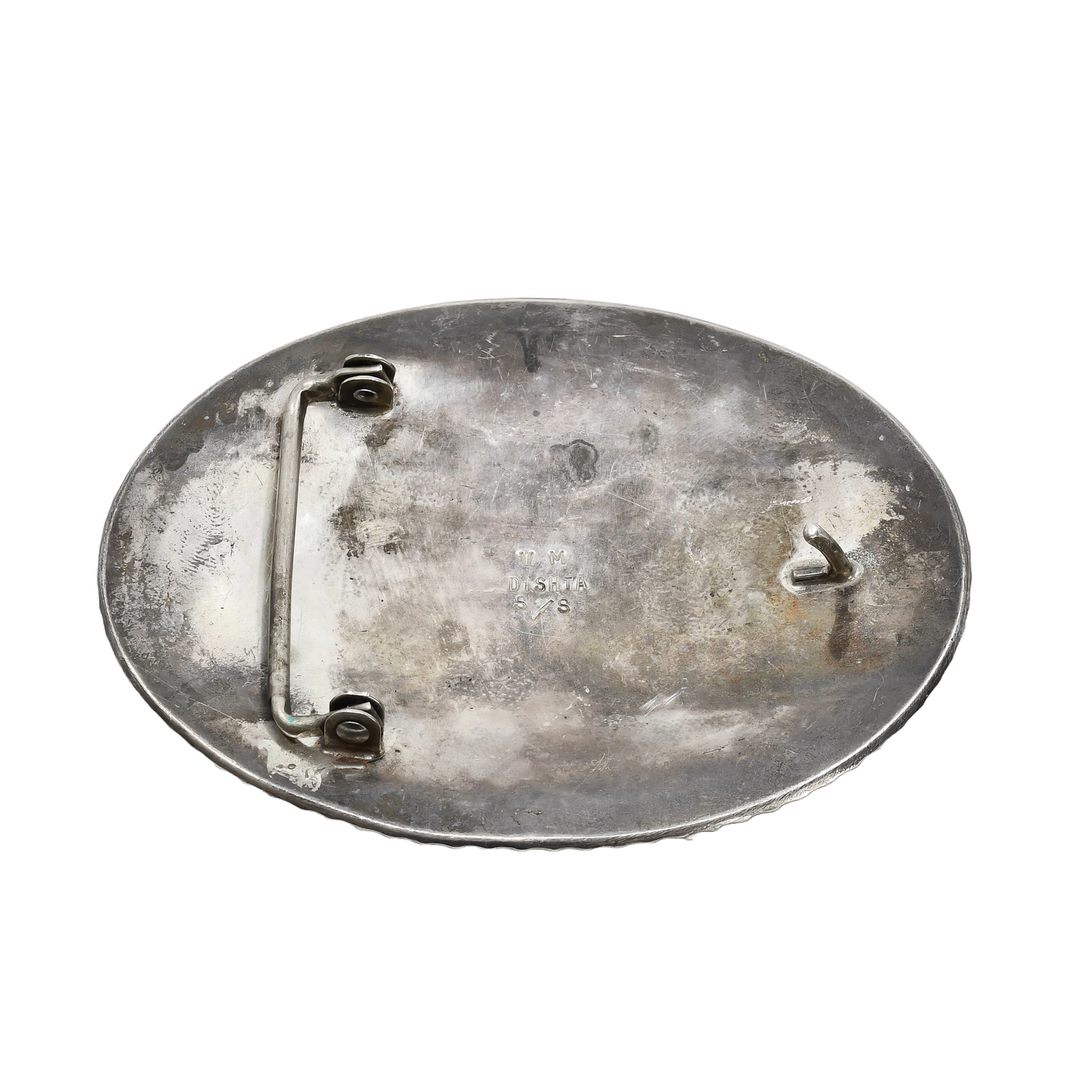 Vintage Zuni Inlay Buckle of A Covered Wagon by Vincent and Marvina Dishta