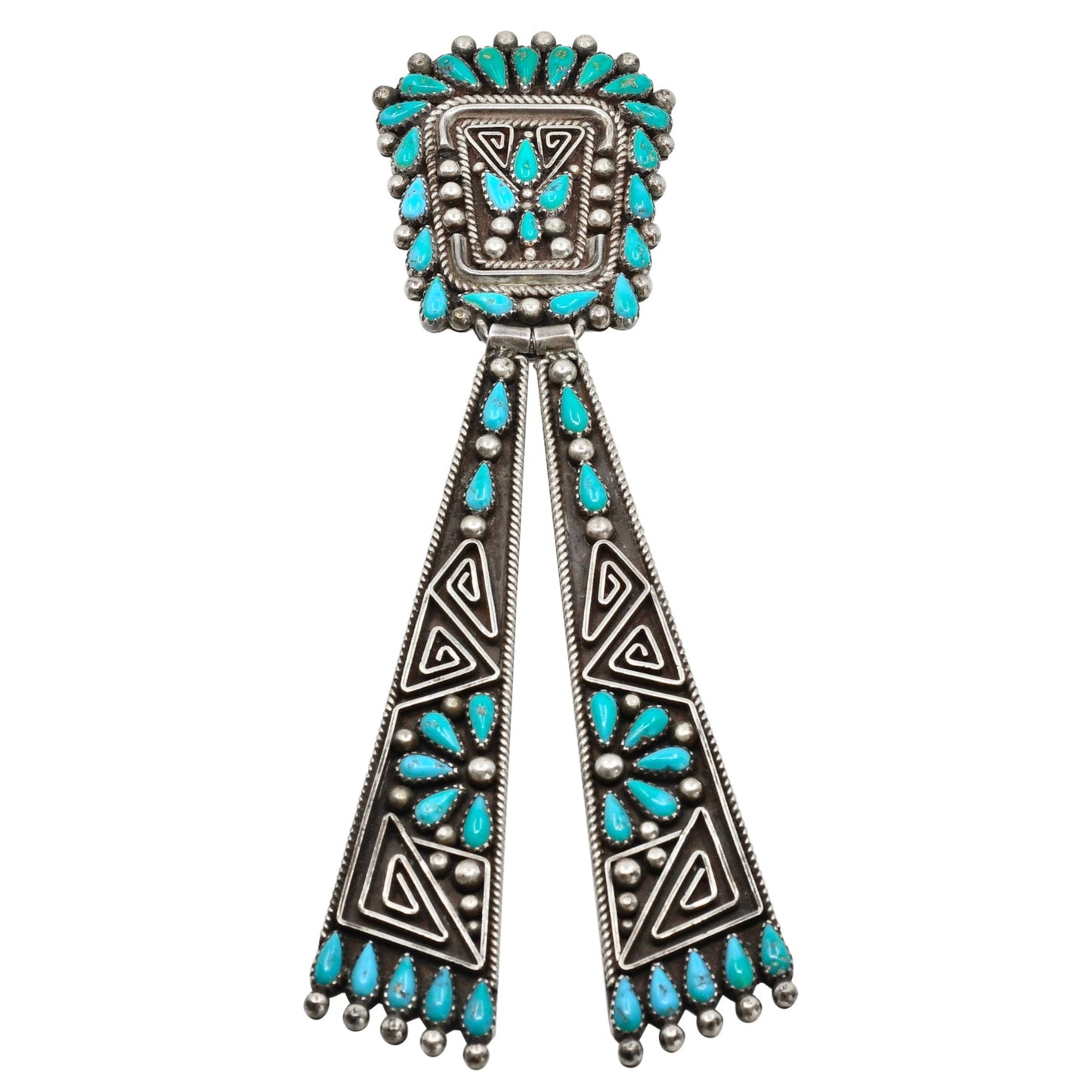 Billy And Betty Betoney Navajo Neck Tie of Turquoise & Silver - Turquoise & Tufa
