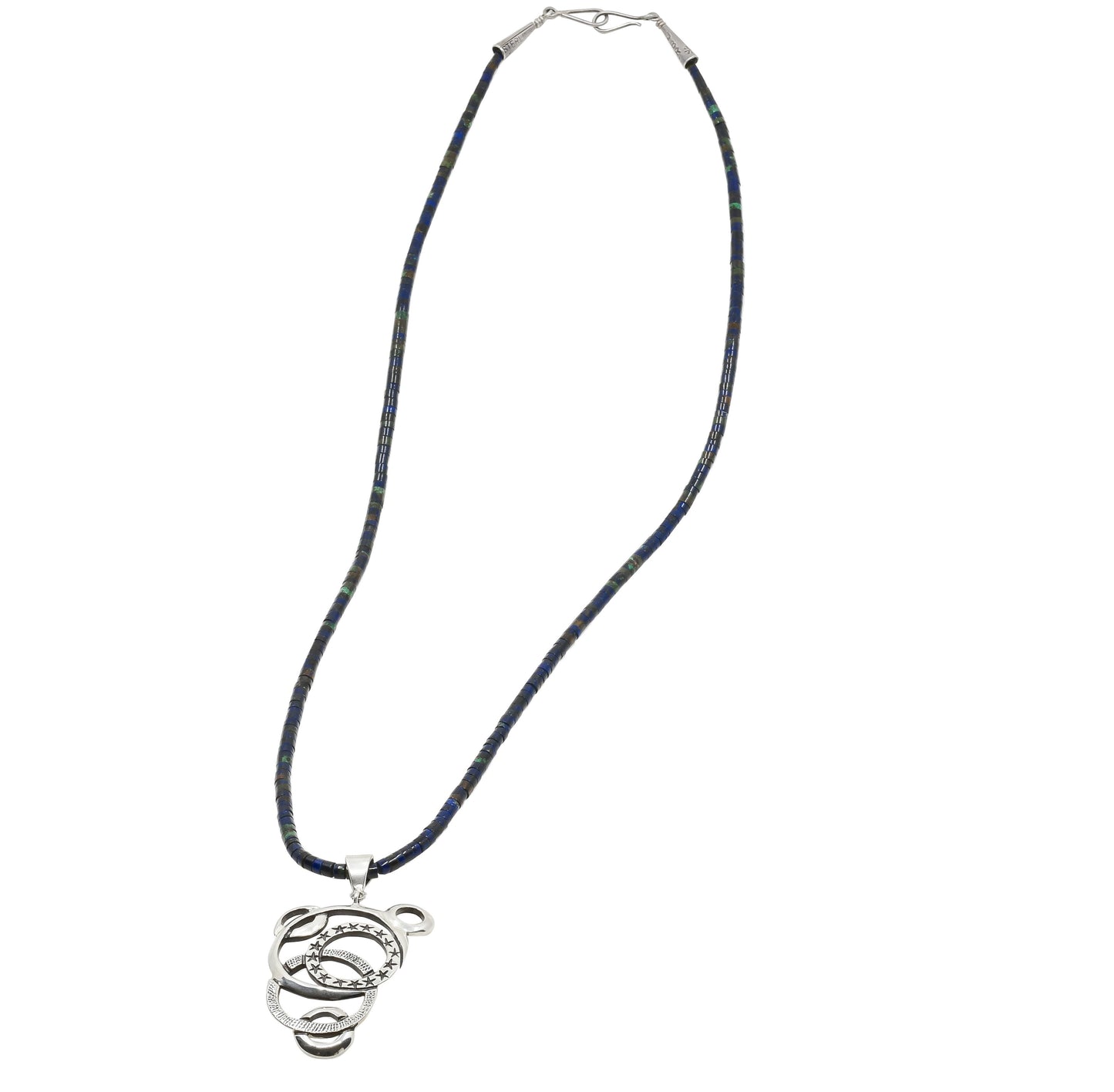Contemporary Silver Circle Pendant By Jared Chavez - Turquoise & Tufa