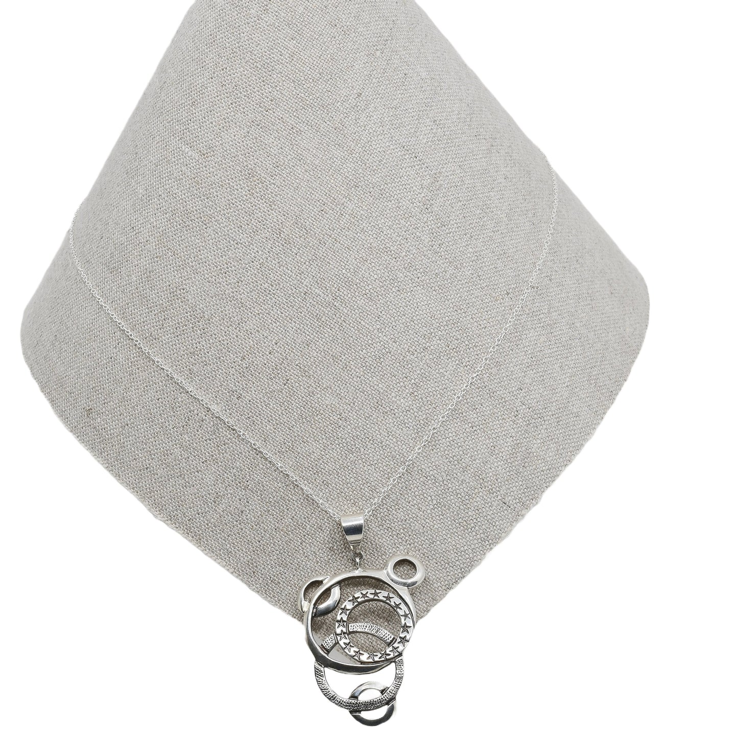 Contemporary Silver Circle Pendant By Jared Chavez - Turquoise & Tufa