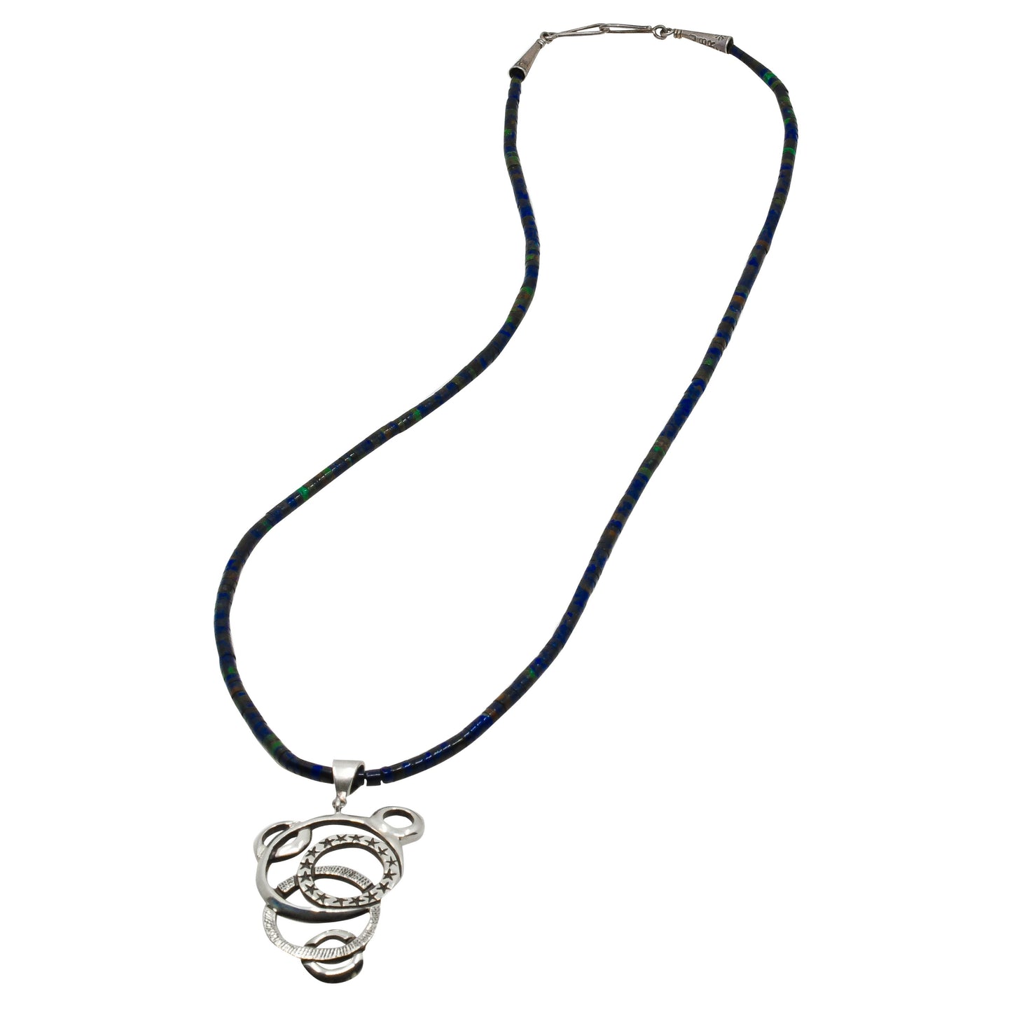 Contemporary Silver Circle Pendant By Jared Chavez - Turquoise & Tufa