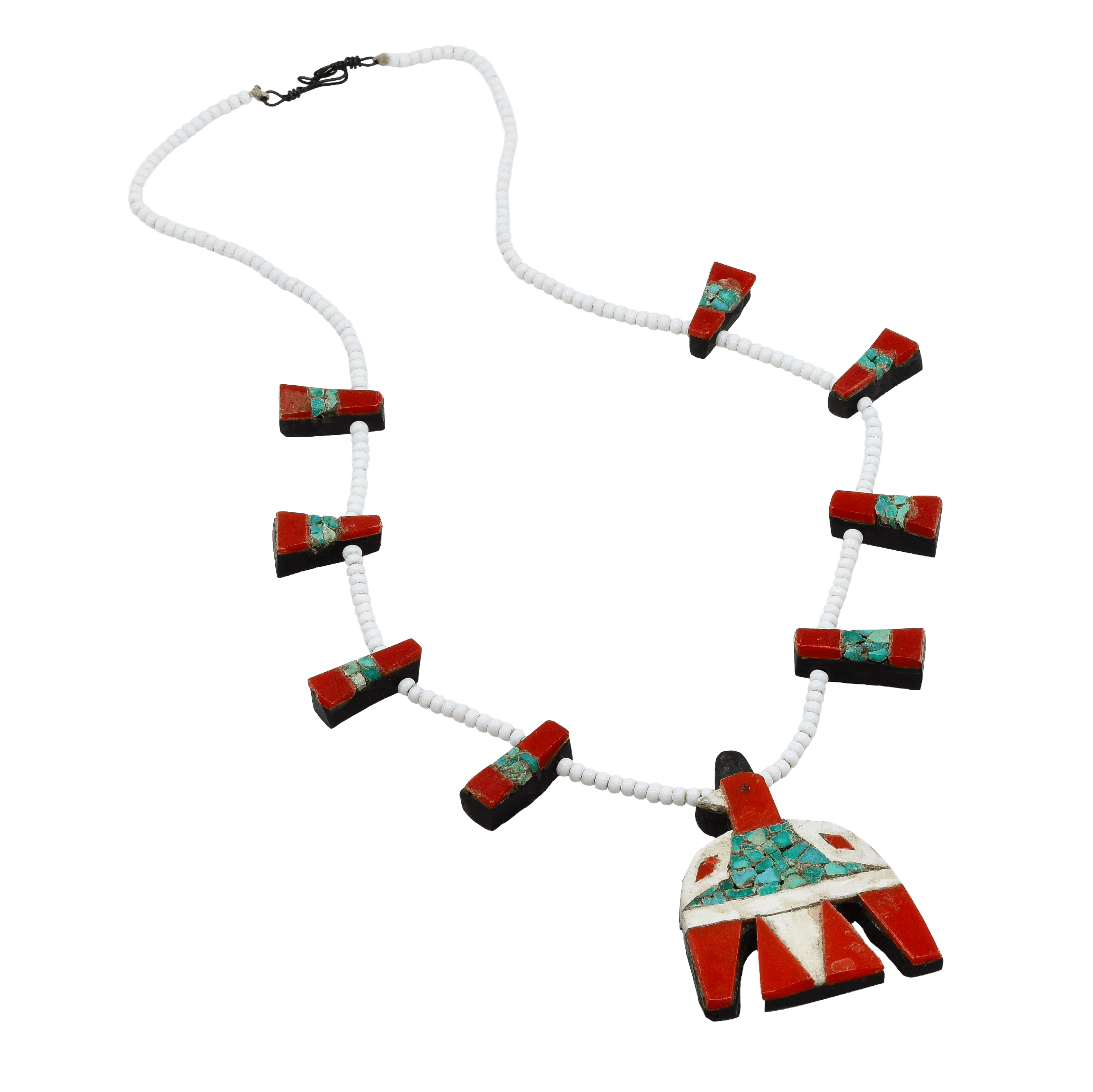 Depression Era Santo Domingo Pueblo Thunderbird Necklace