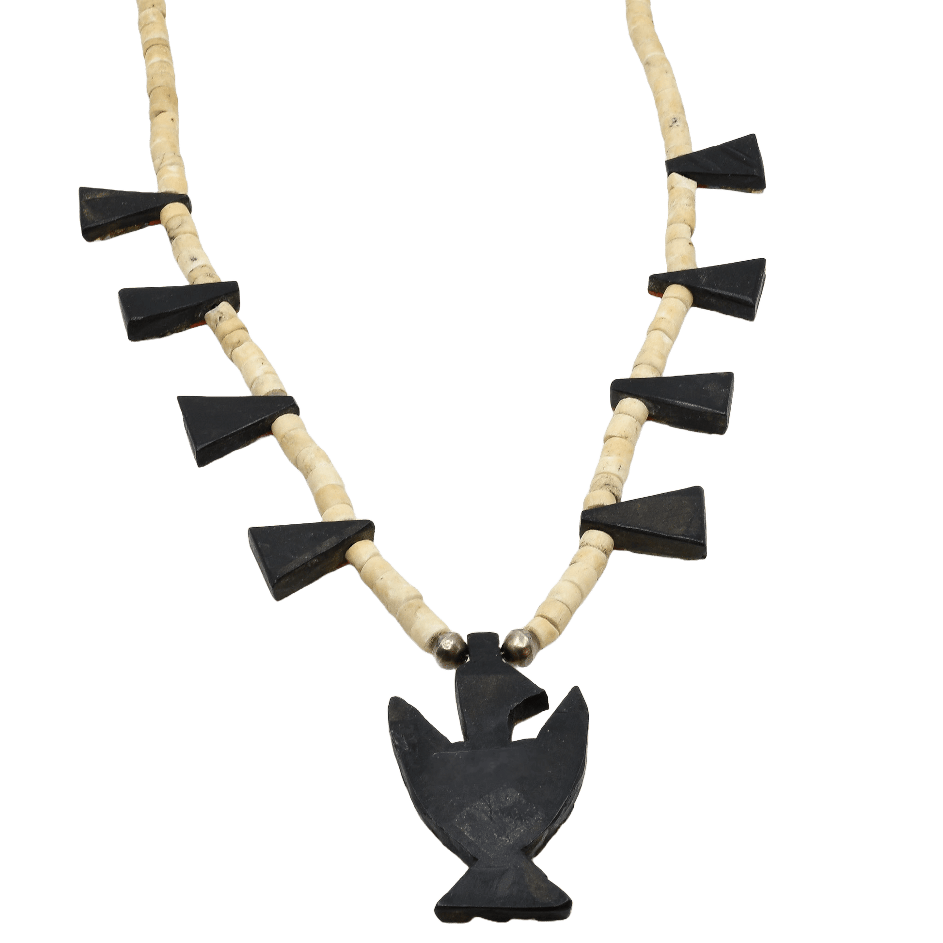 Depression Era Thunderbird Necklace From Santo Domingo Pueblo - Turquoise & Tufa