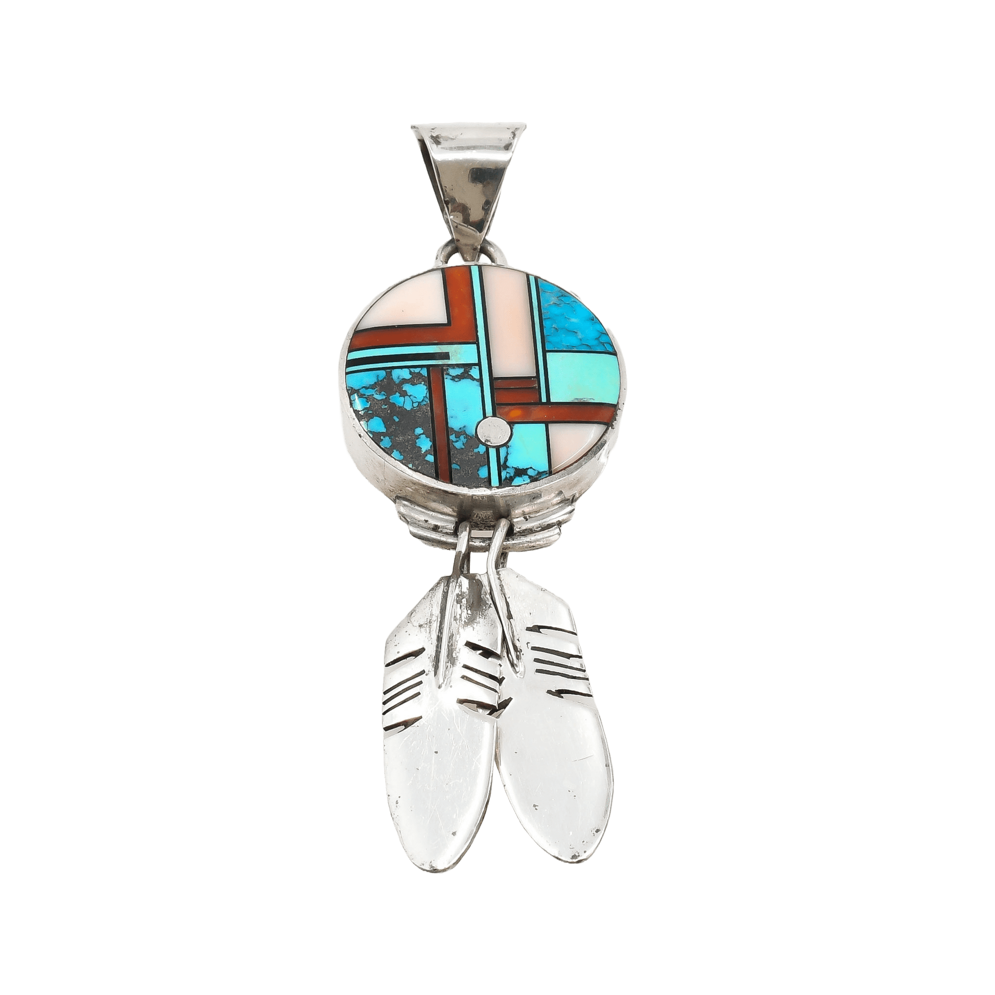 Duran Gaspar Inlay Figural Dangle Pendant - Turquoise & Tufa