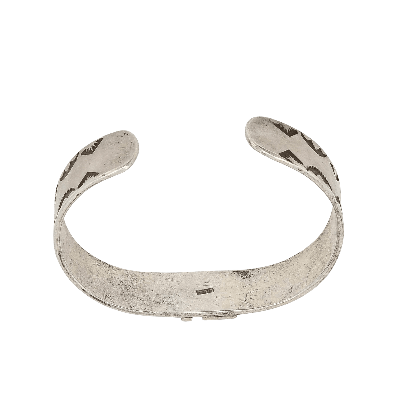 Early Navajo Silver Curio Bracelet With Whirling Log - Turquoise & Tufa