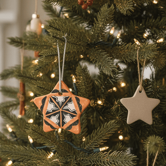 Handmade Pottery Ornament By Hilda Tenorio Coriz - Turquoise & Tufa