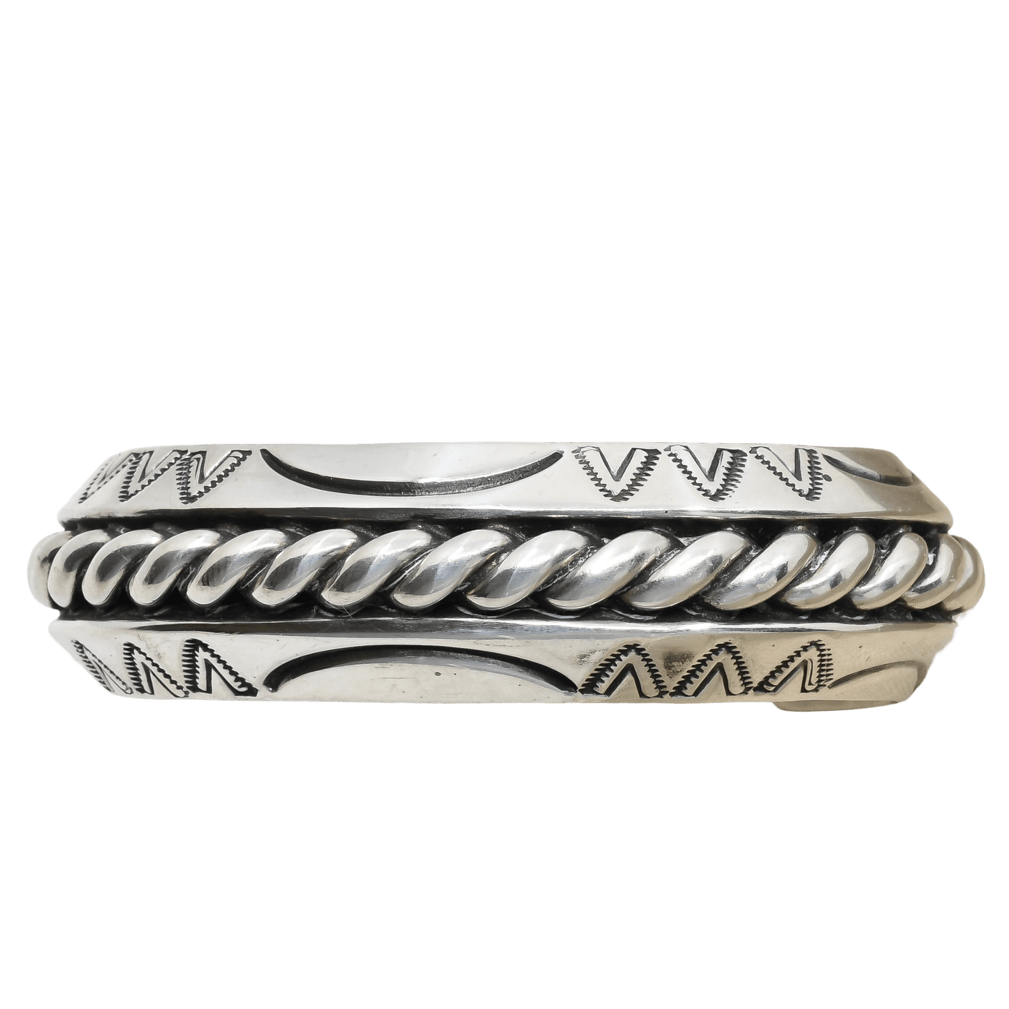 Heavy Gauge Navajo Silver Bracelet By Albert Lee - Turquoise & Tufa