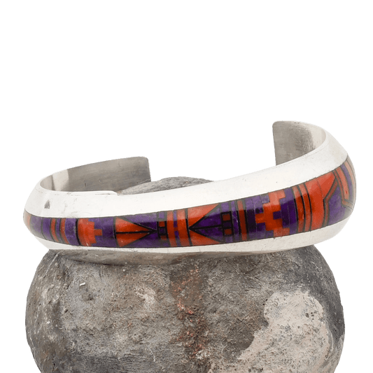 Jimmy Harrison Inlay Bracelet of Red Coral and Purple Sugilite - Turquoise & Tufa