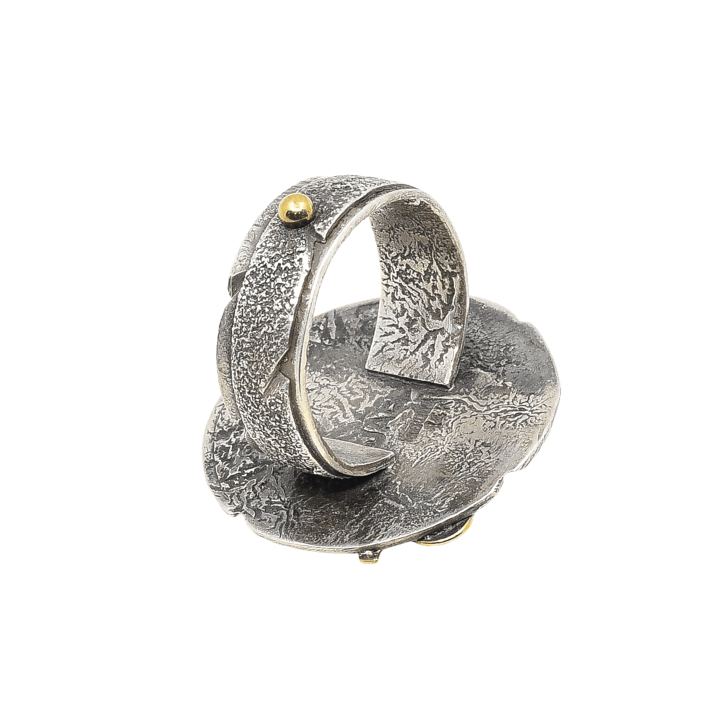 Jolene Eustace Ring of Katsina With Turquoise and 14K Gold - Turquoise & Tufa