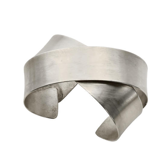 Maria Samora Sterling Silver Bracelet Crisscross Cuff - Turquoise & Tufa