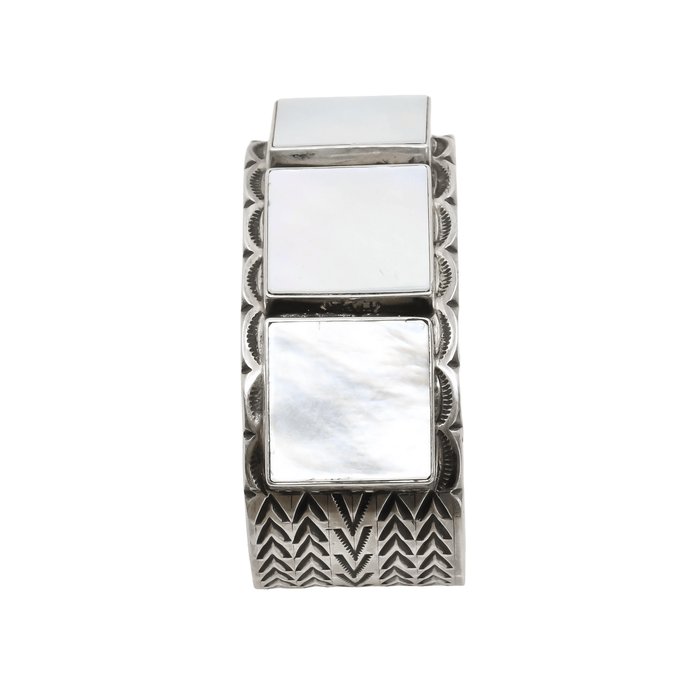Mike Bird Romero Bracelet of Sterling Silver and Mother of Pearl - Turquoise & Tufa