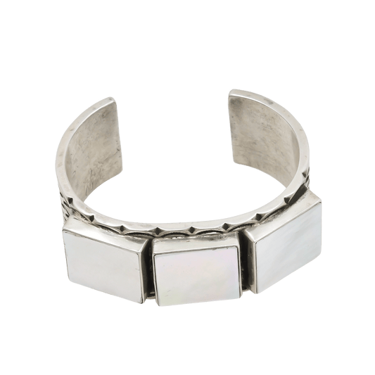 Mike Bird Romero Bracelet of Sterling Silver and Mother of Pearl - Turquoise & Tufa
