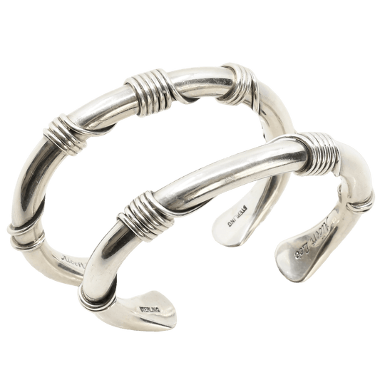 Navajo Silver Twist Wire Guard Bracelet by Albert Lee - Turquoise & Tufa