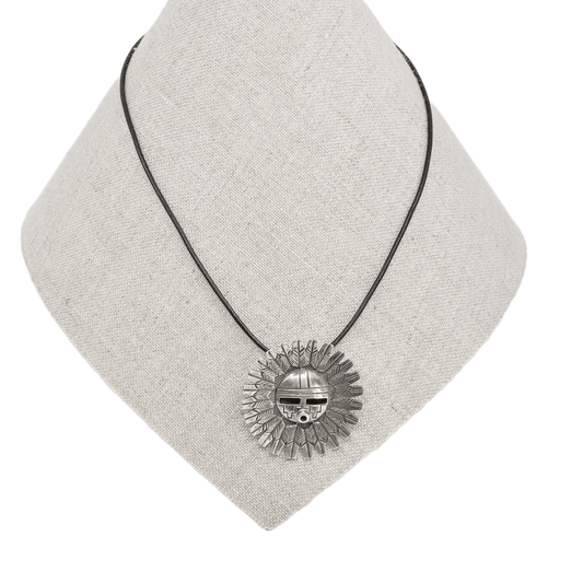 Sterling Silver Sunface Pin or Pendant - Turquoise & Tufa