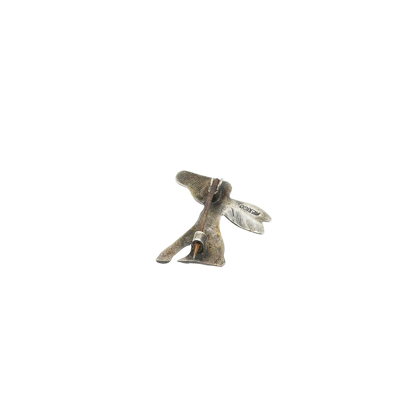 Tiny Vintage Mexican Silver Donkey Pin - Turquoise & Tufa