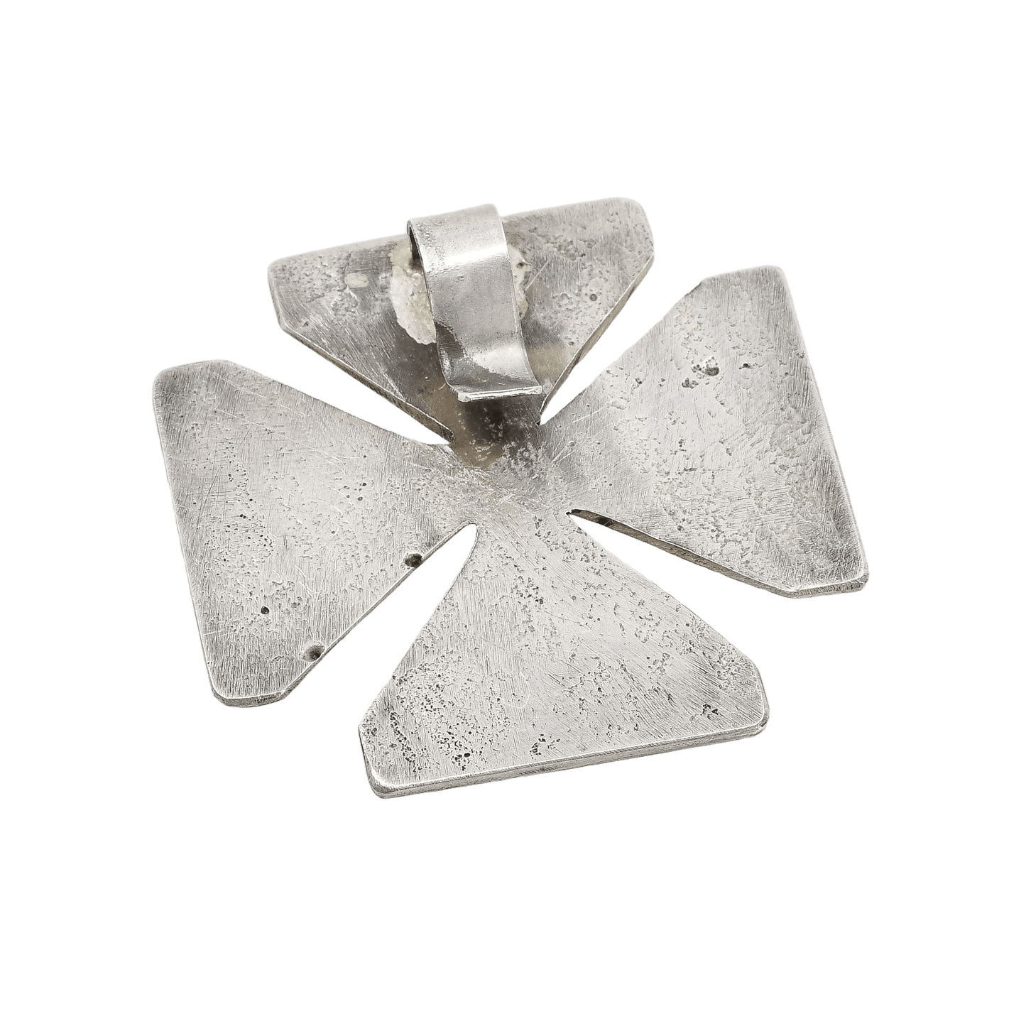 Tufa Cast Navajo Silver Cross By Chenoa Custer - Turquoise & Tufa