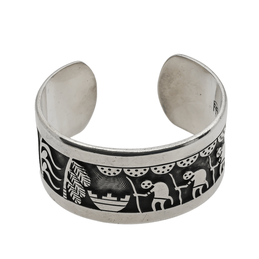 Vintage Beauford Dawahoya Hopi Silver Overlay Bracelet - Turquoise & Tufa