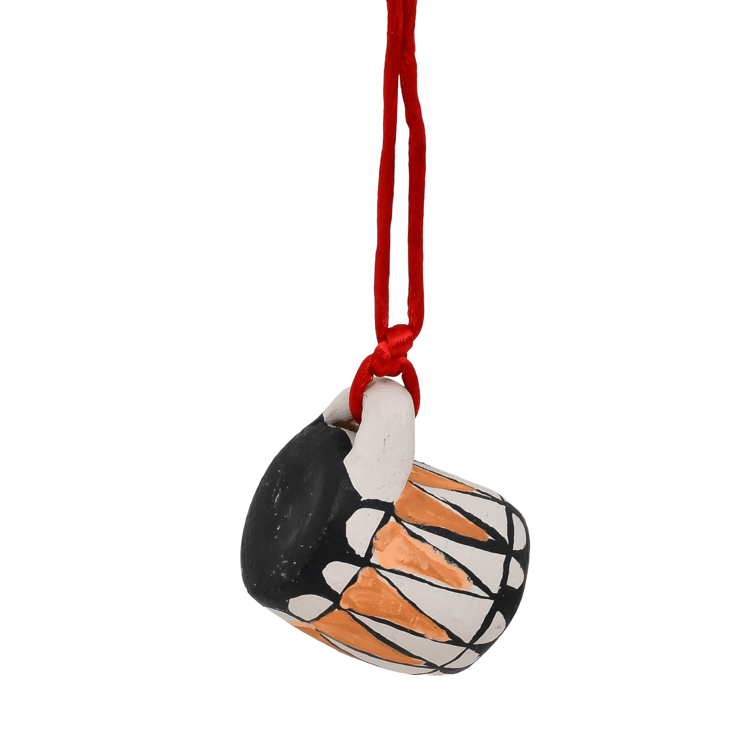 Vintage Cochiti Pueblo Pottery Drum Christmas Ornament - Turquoise & Tufa