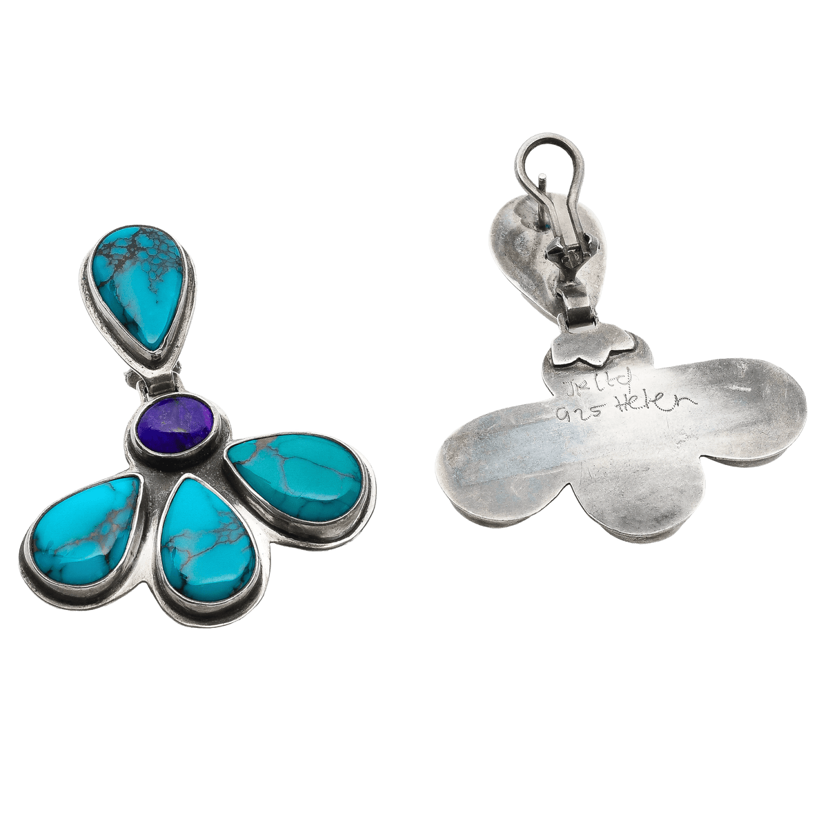 Vintage Dangle Earrings of Turquoise By Helen Chantler - Turquoise & Tufa
