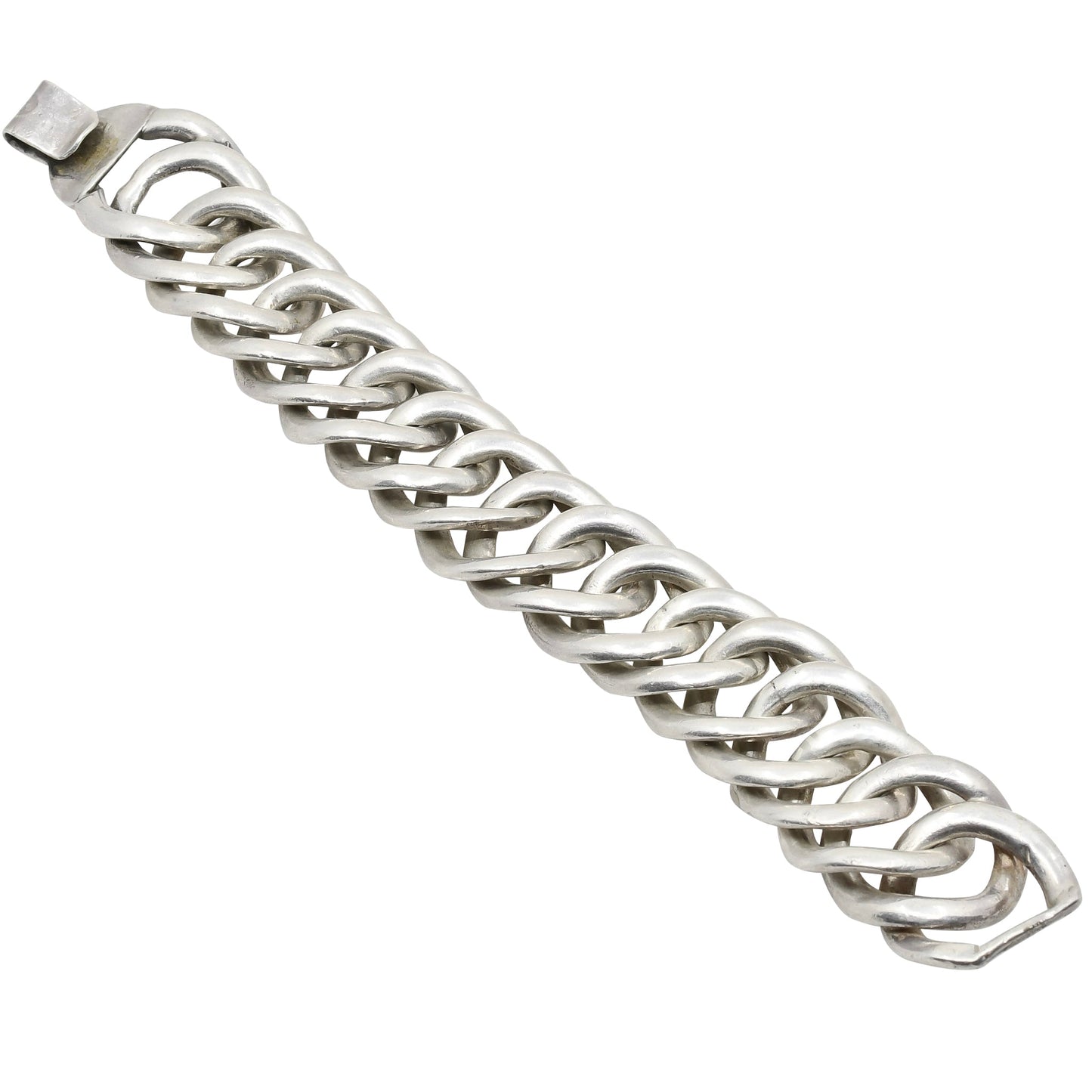 Vintage First Design Period William Spratling Silver Chain Bracelet - Turquoise & Tufa