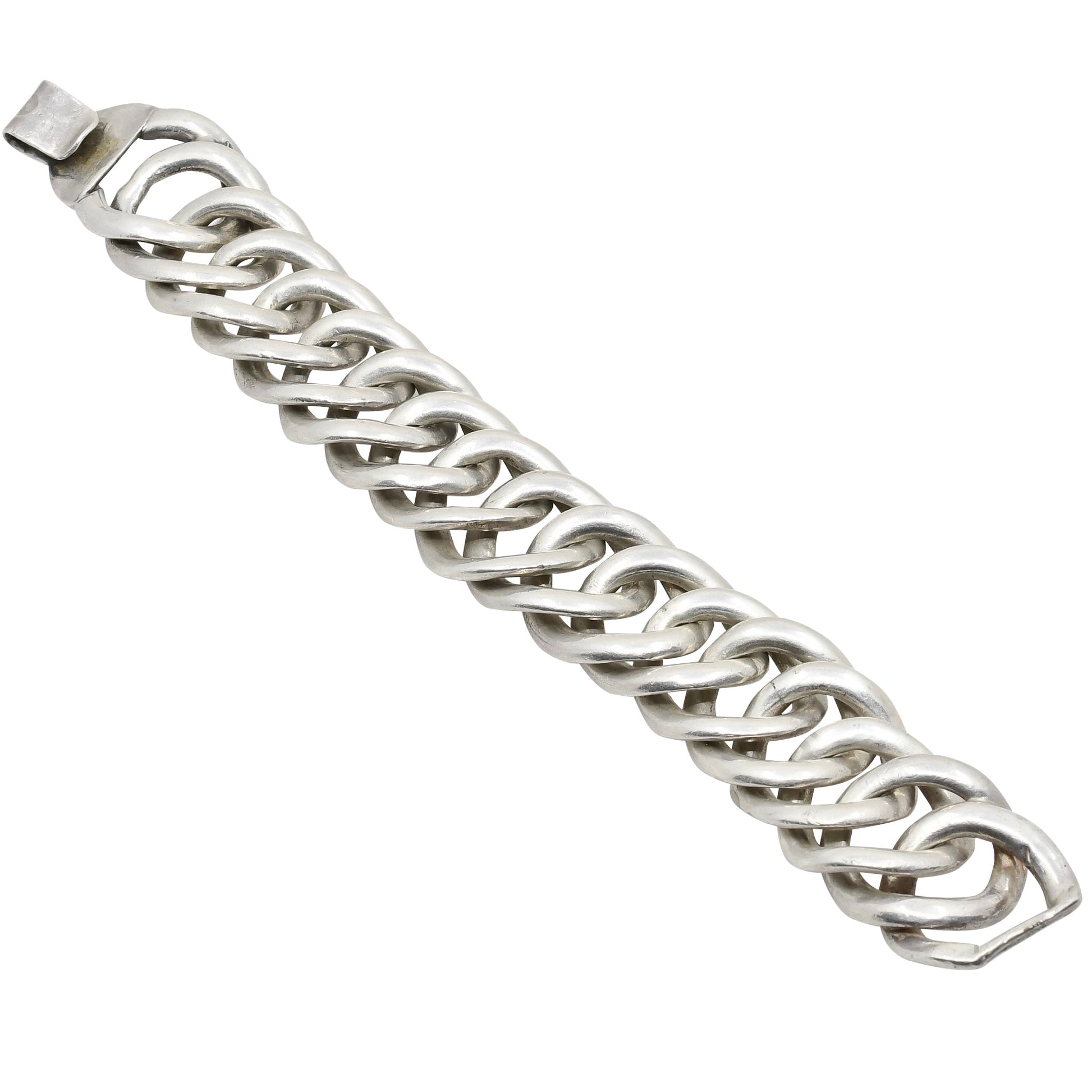 Vintage First Design Period William Spratling Silver Chain Bracelet - Turquoise & Tufa