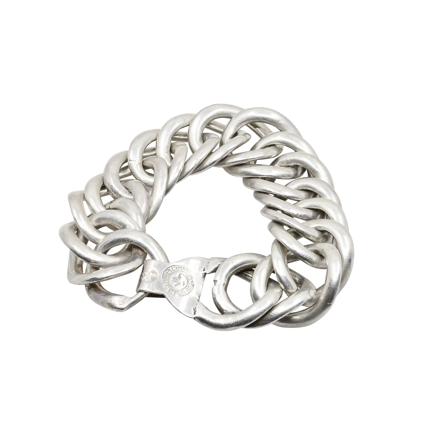 Vintage First Design Period William Spratling Silver Chain Bracelet - Turquoise & Tufa