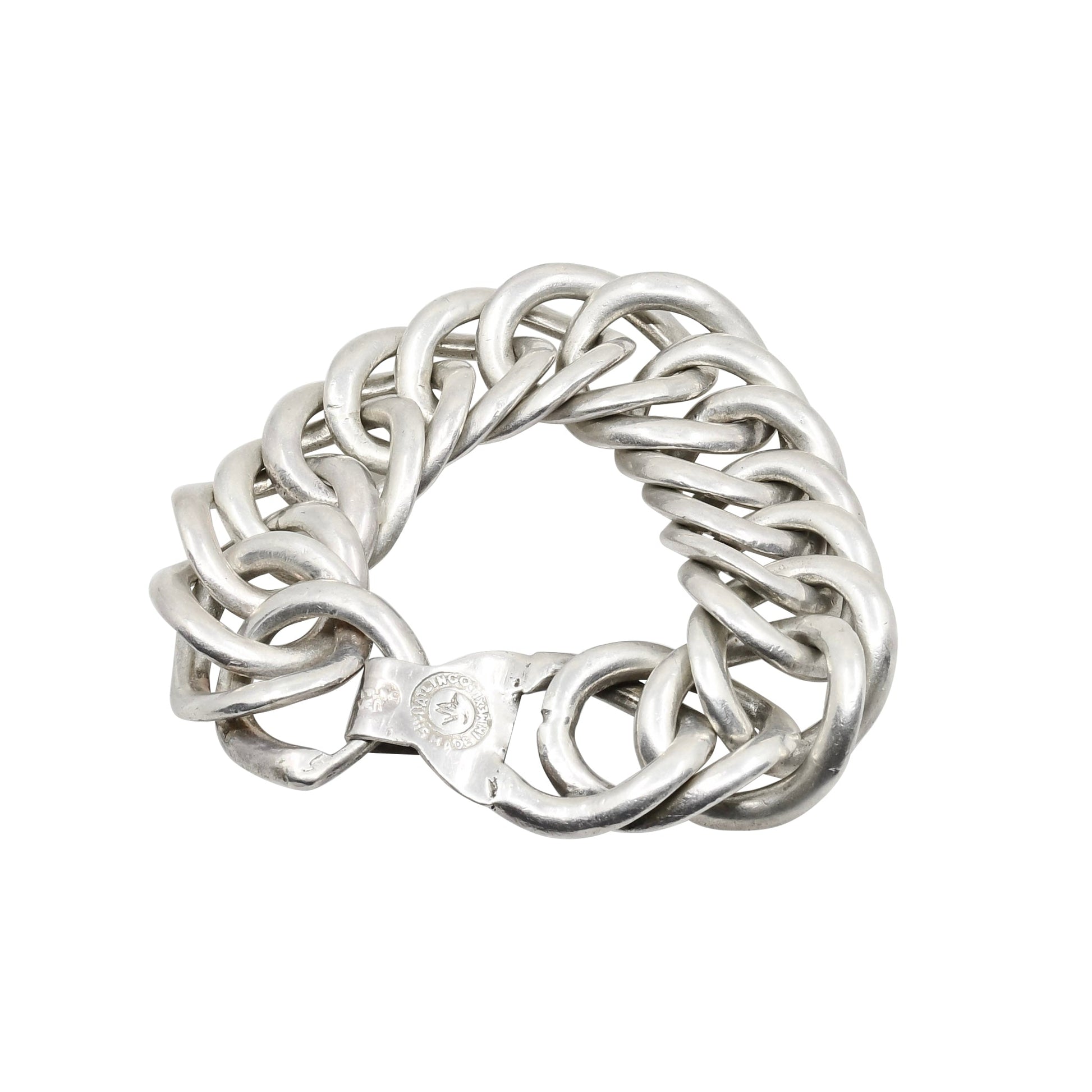 Vintage First Design Period William Spratling Silver Chain Bracelet - Turquoise & Tufa