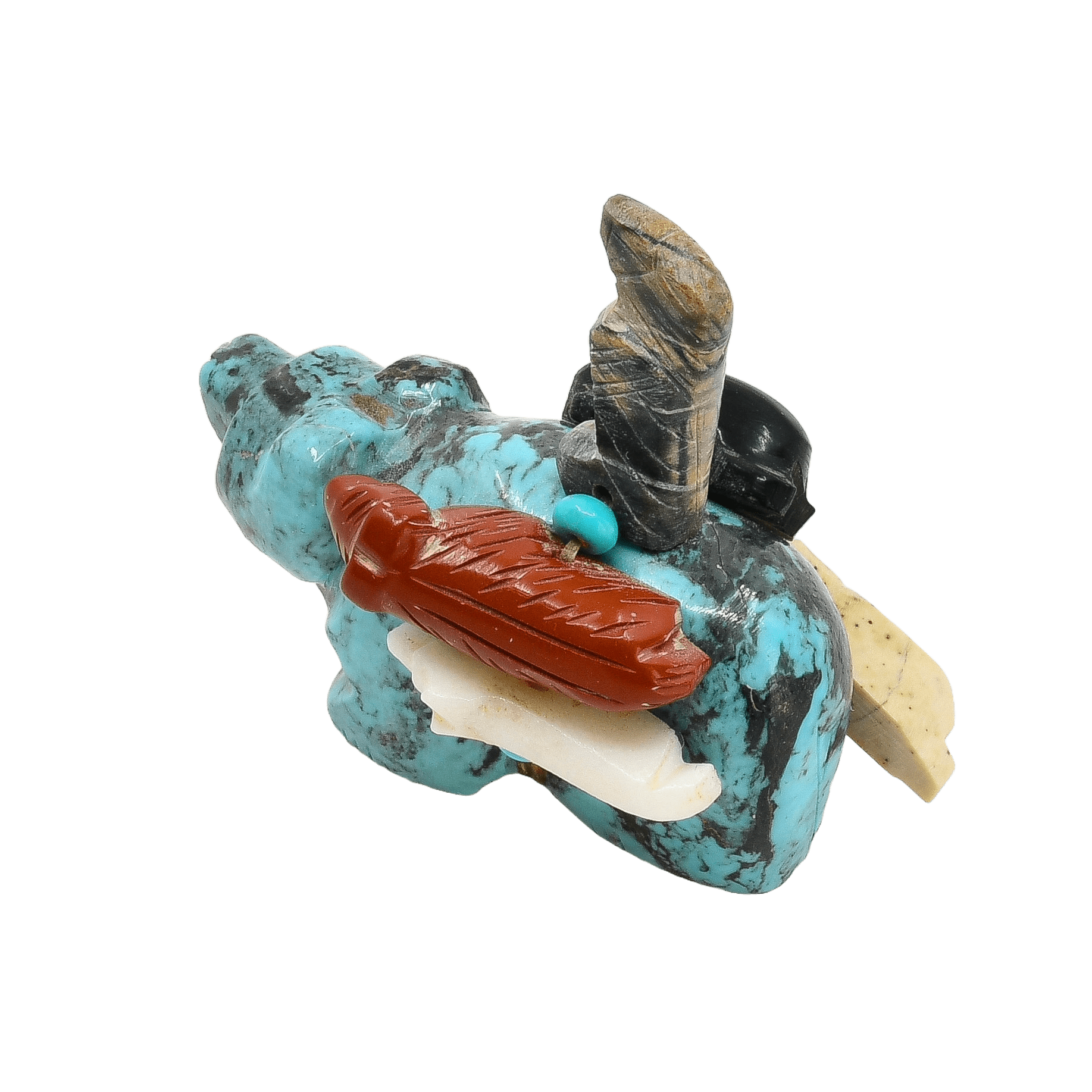 Vintage Fitz Kiyite Fetish Set of Turquoise Bear and Six Direction Animals - Turquoise & Tufa