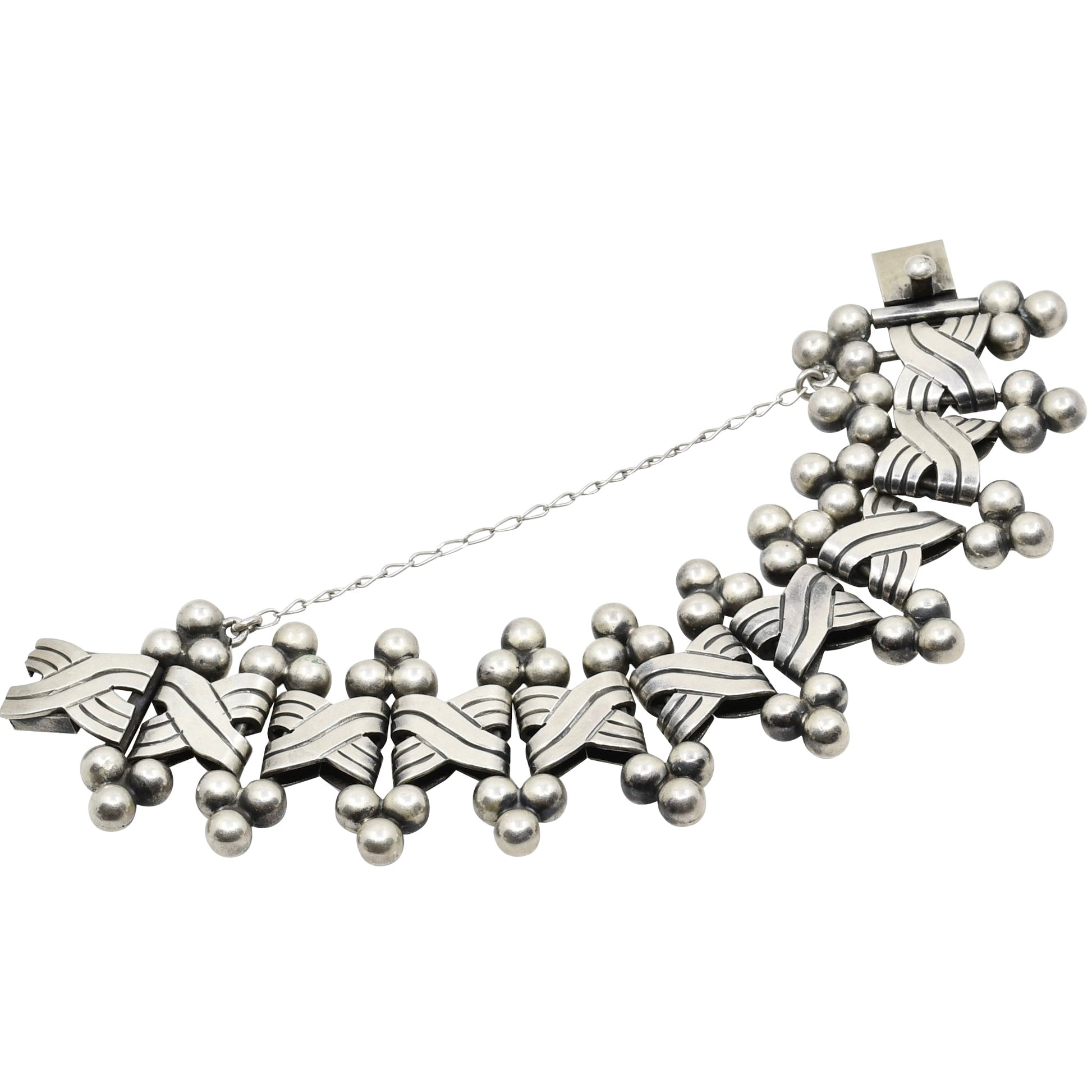 Vintage Hector Aguilar Silver Bracelet Six Spheres - Turquoise & Tufa