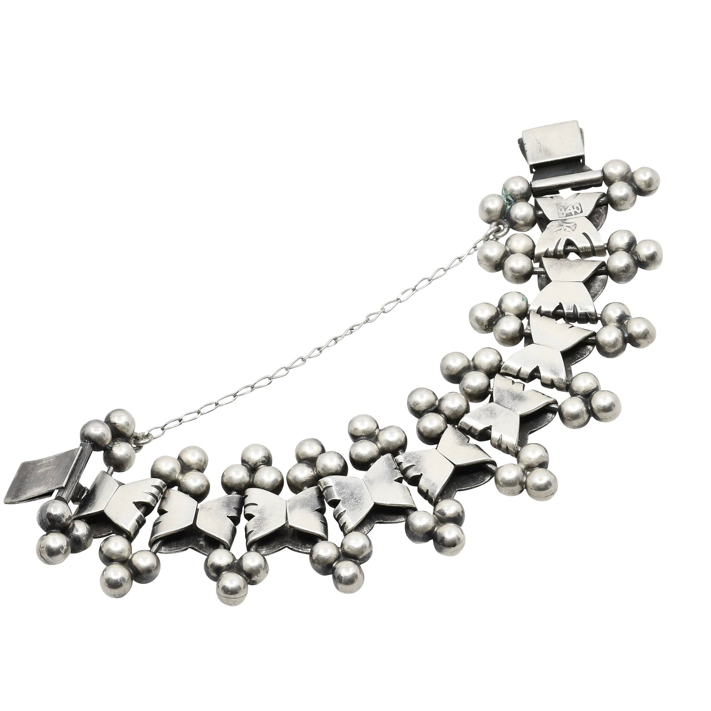 Vintage Hector Aguilar Silver Bracelet Six Spheres - Turquoise & Tufa