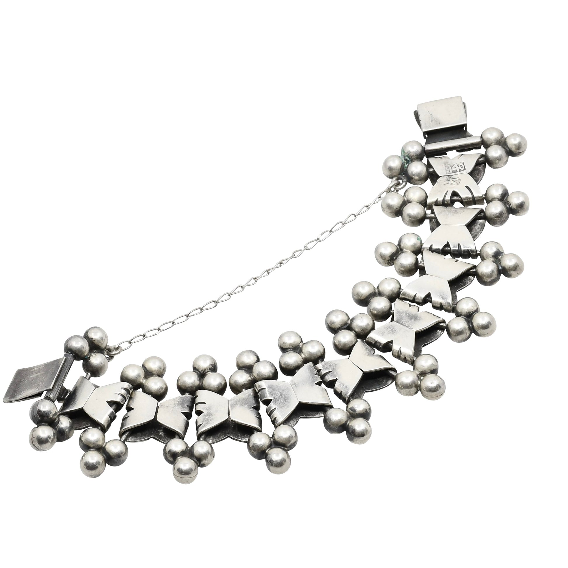 Vintage Hector Aguilar Silver Bracelet Six Spheres - Turquoise & Tufa