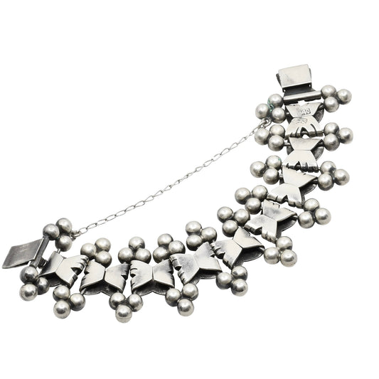 Vintage Hector Aguilar Silver Bracelet Six Spheres - Turquoise & Tufa