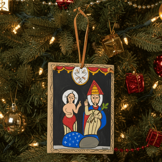 Vintage Holy Trinity Retablo by Adam Romero - Turquoise & Tufa