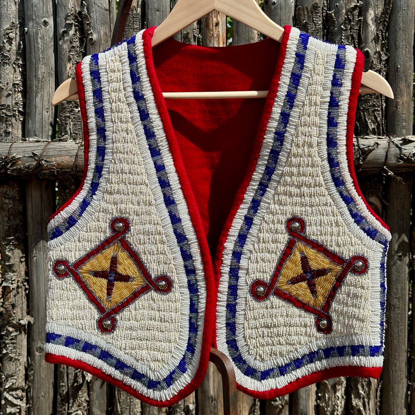 Vintage Ken Taylor Pictorial Beaded Vest With Eagle Eastern Woodlands - Turquoise & Tufa