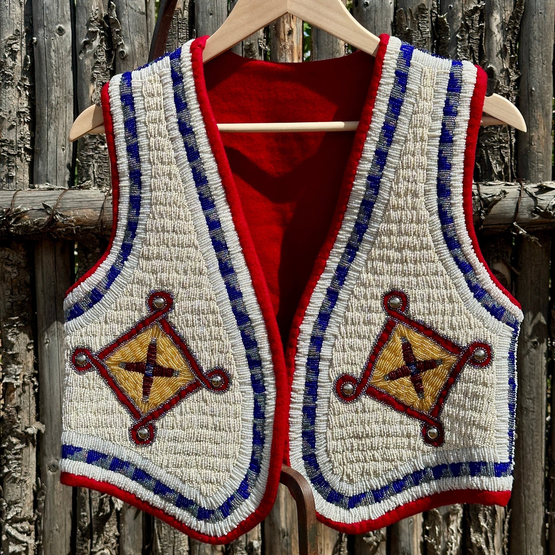 Vintage Ken Taylor Pictorial Beaded Vest With Eagle Eastern Woodlands - Turquoise & Tufa