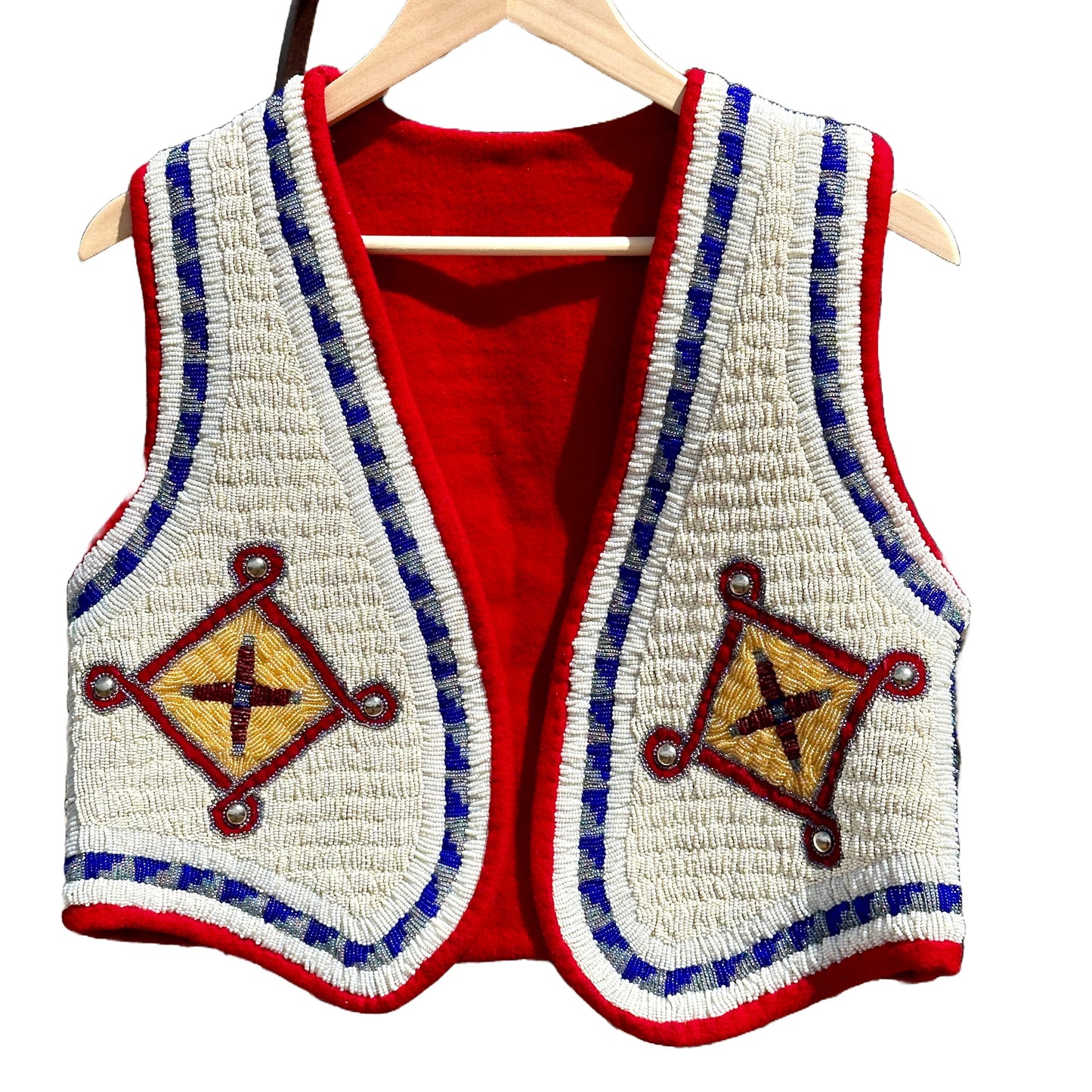 Vintage Ken Taylor Pictorial Beaded Vest With Eagle Eastern Woodlands - Turquoise & Tufa