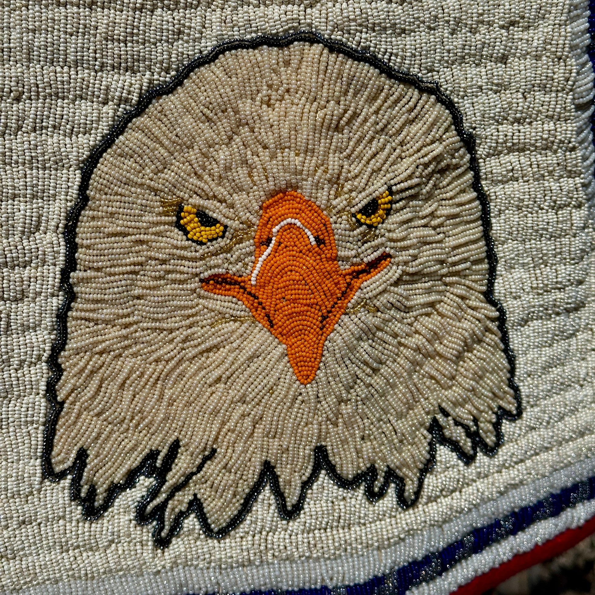 Vintage Ken Taylor Pictorial Beaded Vest With Eagle Eastern Woodlands - Turquoise & Tufa