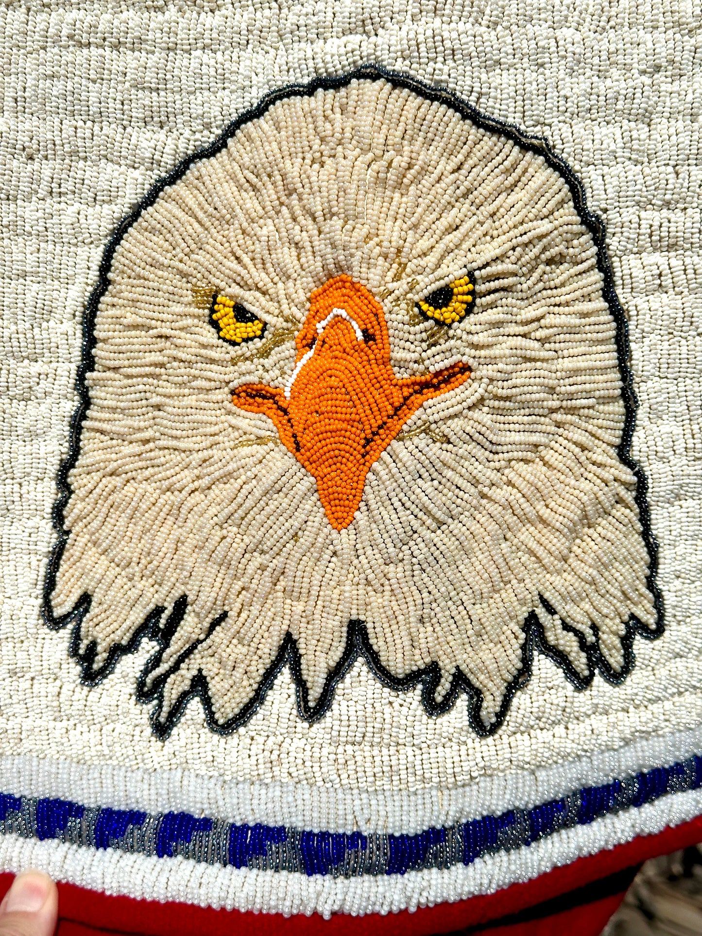 Vintage Ken Taylor Pictorial Beaded Vest With Eagle Eastern Woodlands - Turquoise & Tufa