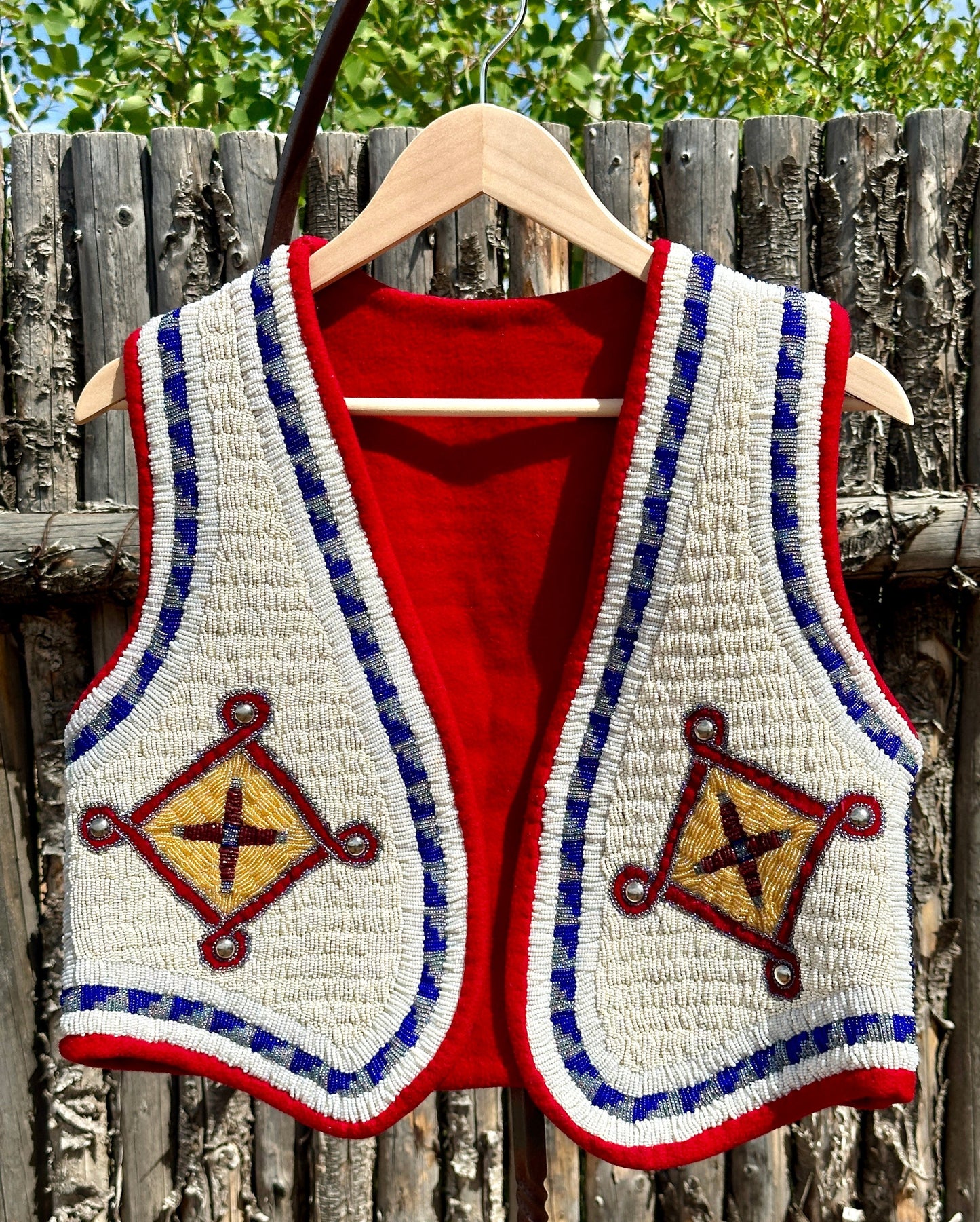 Vintage Ken Taylor Pictorial Beaded Vest With Eagle Eastern Woodlands - Turquoise & Tufa