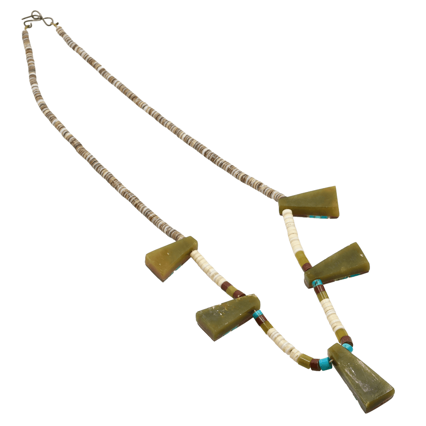 Vintage Kewa Mosaic Inlay Tab Necklace - Turquoise & Tufa