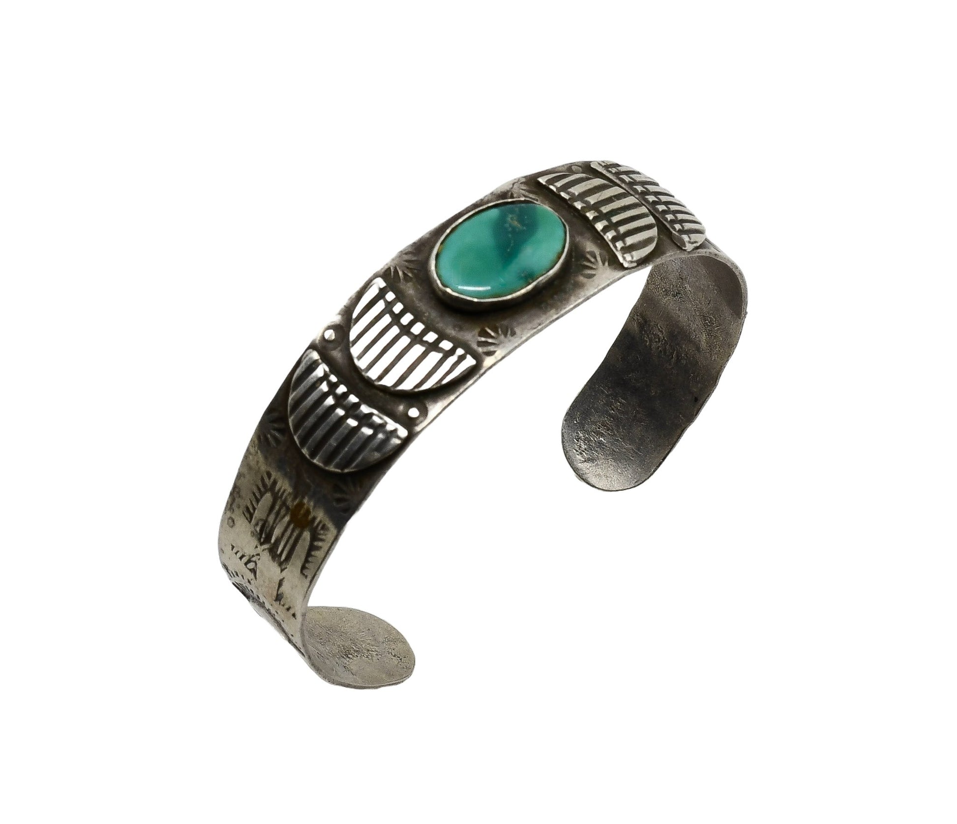 Vintage Mid Century Turquoise Bracelet - Turquoise & Tufa