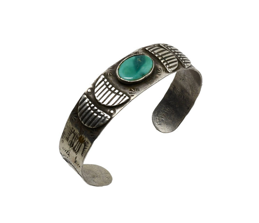 Vintage Mid Century Turquoise Bracelet - Turquoise & Tufa