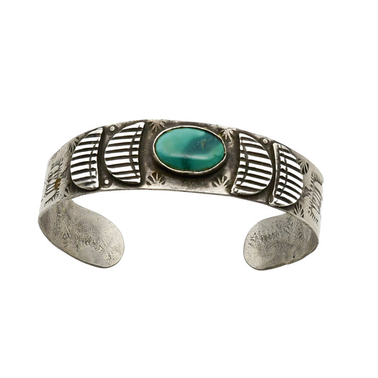 Vintage Mid Century Turquoise Bracelet - Turquoise & Tufa