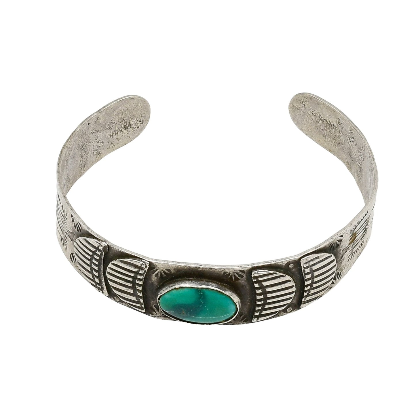 Vintage Mid Century Turquoise Bracelet - Turquoise & Tufa
