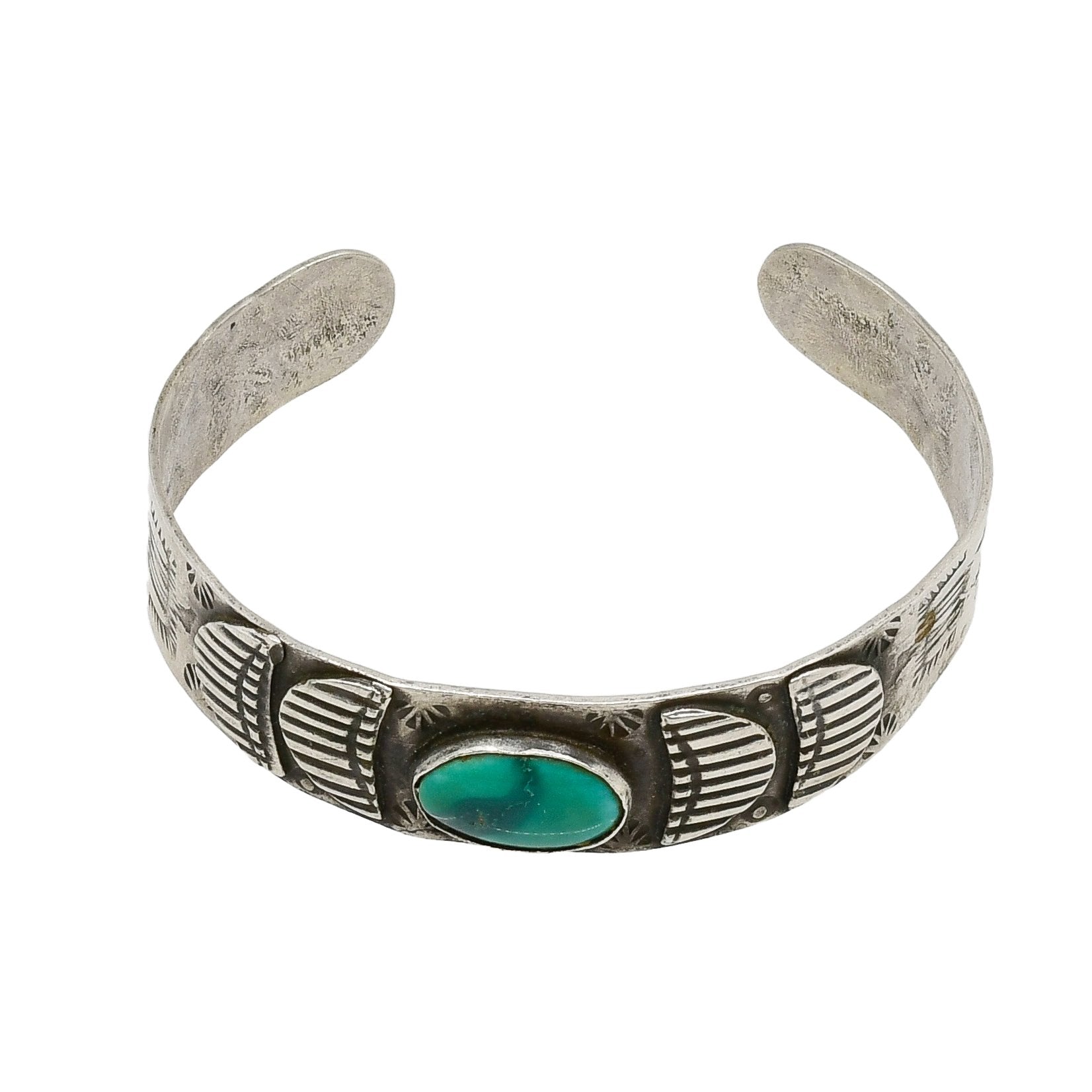Vintage Mid Century Turquoise Bracelet - Turquoise & Tufa