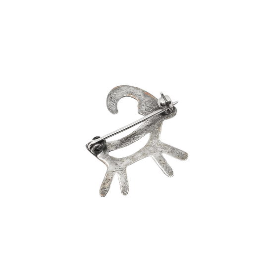 Vintage Navajo Goat Pin With Turquoise - Turquoise & Tufa